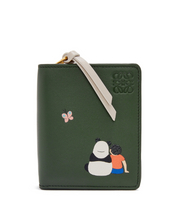 LOEWE 零錢包 Panda compact zip wallet in satin calfskin