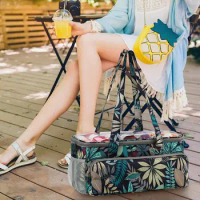 Knitting Crochet Supplies Bag Travel Organizer Bag 600D Oxford Cloth Toolkit Tote Bag Waterproof Lightweight Shopping Bag