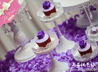 鐵藝蕾絲邊帶蓋杯子點心架 玻璃罩婚慶生日杯子蛋糕架 展示蛋糕盤