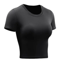 High Elastic Clothing Compression Crop Tops Women Yoga Blouse Cycling Tshirt Sweat Absorption Activewear Soft Badminton Tunics
