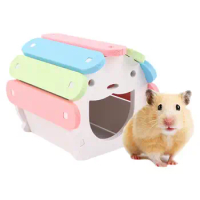 Hamster Hideout Gerbil Rainbow House Small Animal Toys Hideout DIY Detachable Hamster Toys Cage Habitat Decor Accessories For
