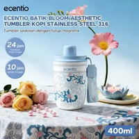 Ecentio Tumbler Botol Minum Aesthetic 316 Stainless Portable Thermos Botol minum Floral Batik Magnet