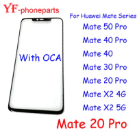 Front Touch Screen Glass+OCA For Huawei Mate 50 Pro Mate 40 Pro Mate 30 Pro Mate 20 Pro Mate X2 4G 5G Sensor Glass Repair Parts