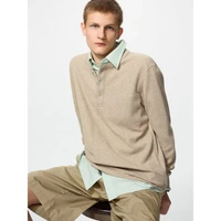Uniqlo Waffle Henley T-Shirt Long Sleeve Kaos Pria Lengan Panjang 32 BEIGE M