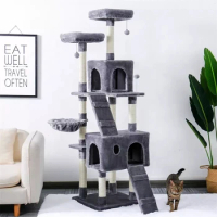 Canada Warehouse Modern Large Cat Tree Cat Tower With Sisal Scratching Post Dual Condos