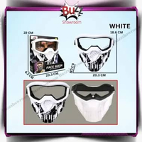 Face Mask Tactical Skull Helm Topeng Full Masker Tengkorak Goggle Kaca Pelindung WGG WGB Putih