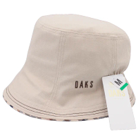 【DAKS】經典LOGO刺繡抗UV超輕量遮陽帽漁夫帽(卡其色)
