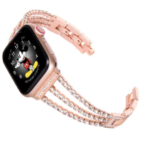 luxury diamonds Replacement strap For Apple Watch series 4 5 6 SE 7 44mm 40mm 41 45mm Band chain Bracelet For iWatch 3 42mm 38mm