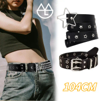 Retro Y2k Star Waist Belt Goth Punk Rock Belt for Jeans Dress Adjustable Faux Leather Belt Vintage