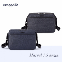 Crocodile 鱷魚皮件 側背包 橫式斜背包 可放10吋ipad 布配皮材質 Marvel 1.5系列 0104-07654-黑色