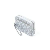 Tas CHRISTIAN DIOR DIAMOND PATTERN GREY KASAI POUCHETTE CLUTCH WITH HANDLE 100% ORIGINAL 24X6X15