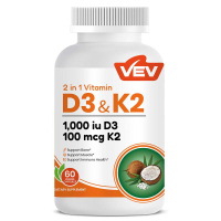 วิตามิน D3 K2 10000 IU ของ cami-VEV ซอฟต์เจลน้ำมันมะพร้าวบริสุทธิ์ 300 เม็ด อาหารเสริมวิตามิน 2 in 1