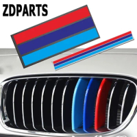 ZDPARTS 1PC 3D Car Front Grille Reflective Strip Stickers For BMW E46 E39 E90 E60 E36 F30 F10 E34 X5 E53 X6 E92 M Logo 3 Color