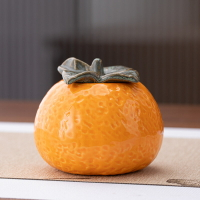 橘子陶瓷茶葉罐60克裝家用擺件迷你儲存罐小號中式創意柿子小茶罐
