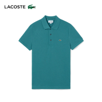 【LACOSTE】男裝-經典修身短袖Polo衫(藍綠色)