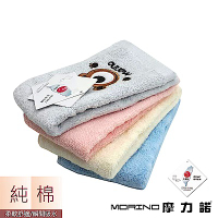 MIT純棉素色動物刺繡方巾MORINO摩力諾