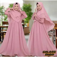 Goldie Shop Gamis Syari Anak ABG Zarina + JILBAB 10 - 13 tahun / Gamis Anak Cewek / Gamis Polos Anak