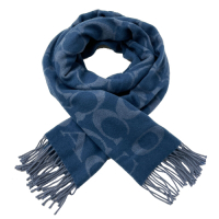 COACH 新款C LOGO喀什米爾混羊毛圍巾(深藍)