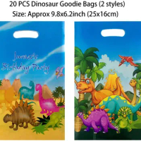 50Pcs Goodies Dino Print Bags Dinosaur Birthday Favors Treat Box Disposable Candy Gift Bag Jungle Safari Party Supplies