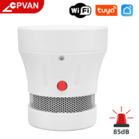 CPVan New Tuya WiFi Smoke Detector Over 3 Years Battery Life Smoke Alarm Detector EN14604 Listed CE Certified Include Battery