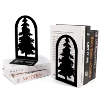Metal Book Stand Simple Book Clip Fixed Book Storage Bookcase Desktop Organizer Book Leaning Christmas Tree Design Bookcase