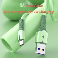 5A 1m Fast Charging cable USB Type C charger cable LED light Silicone Data Cord Charger for xiaomi huawei USB-C wire