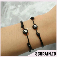 SM_GALERY TERMURAH !!! ||[INSIAIL MANIK BULAT HITAM] GELANG TALI HITAM POLOS INISIAL NAMA | GELANG T