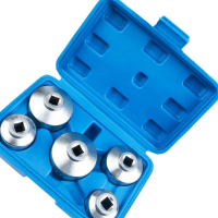 Heavy Duty Oil Filter Wrench Set 5 Sizes 24 27 32 36 38mm Carbon Steel Socket Adapter for Vehicle Re