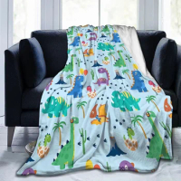Cute Dinosaur Blanket, Light Plush Throw Bed Blanket, Suitable for Bed Sofa &amp; Gift for Family 60"x50"