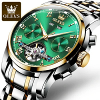 OLEVS 6607 Fashion Mechanical Watch Round-dial Stainless Steel Watchband Month Display Week Display Calendar Luminous