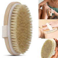 Wet and Dry Body Brush Exfoliator with Soft Bristles Body Scrub Brush for Cellulite and Lymphatic Bath Shower Skin Care Tool