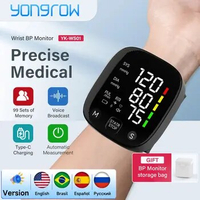 Yongrow New LED Wrist Blood Pressure Monitor Rechargeable English/Russian Voice Broadcast Sphygmomanometer Tonometer BP Monitor