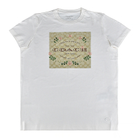 COACH FLORAL KNOT 空心字母LOGO刺繡小花搭C字印花設計純棉短袖T恤(女款/白)