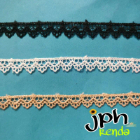 Renda giper, renda bordir 1,5cm hitam per roll 15yard