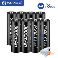 PALO 1.2V AA NI-MH Rechargeable Battery Smart Battery Charger 3000mAh AA Rechargeable batteries