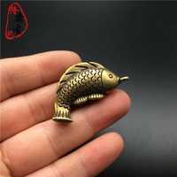 純銅招財小魚掛件 黃銅銅魚鯉魚躍龍門吊墜銅小件鑰匙扣掛銅微雕