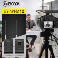 BOYA BY-WFM12 Microphone Wireless VHF Collarclip Condensador Microfone for DSLR Camera iPhone Smartphone Audio Recorder Tablet