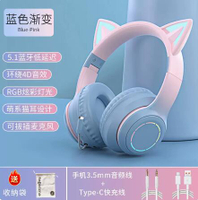 貓耳朵頭戴式耳機無線藍芽耳麥女生粉電腦游戲電競高顏值帶麥降噪 「四季小屋」