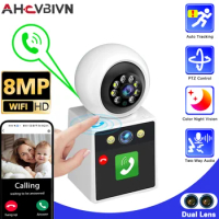8MP Wifi Camera Baby Monitor 4K 2.4 IPS Screen Video Call Security Camera Twao Way Audio Video Calling PTZ Baby Monitor Camera