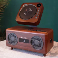 Wooden Retro CD Player Bluetooth 5.0 Optical Coaxial Input HIFI CD Player High Bass Adjustable USB Read Infrared Remote Control