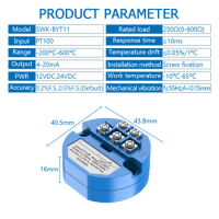 Smart Temperature Transmitter -200-600℃ Temperature Detection 4-20mA Output PT100 RTD Temperature Sensor