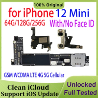 Unlocked Original Motherboard for iPhone 12 Mini Mainboard With Face ID 64g 128g 256g Circuit Plate Cleaned iCloud Logic Board