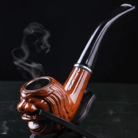 Lion Resin Smoking Pipe Double Filter Herb Tobacco Pipe Cigar Narguile Grinder Smoke Mouthpiece