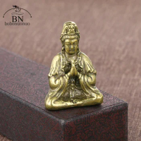 Brass Guanyin Bodhisattva Buddha Statue Ornaments New Style Small Copper Buddhas Miniatures Figurines Home Crafts Decor