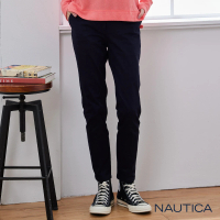 【NAUTICA】女裝 簡約修身素面彈性長褲(深藍)
