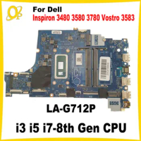 EDI54 LA-G712P Mainboard for Dell Inspiron 3480 3580 3780 Vostro 3583 Laptop Mainboard with Celeron i3 i5 i7-8th Gen CPU DDR4