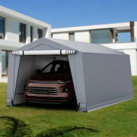 10.2' X 20.4' Heavy-Duty Carport Car Canopy Shelter Outdoor Portable Garage Door