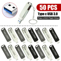 50PCS/Lot Hot Sale Metal TYPE C rotatable USB Flash Drive 128GB Pen drive 64GB 32GB 3.0 Business gift USB Stick costomized logo