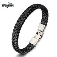 21cm Braided PU Leather Bracelets for Men Bangle &amp; Bracelet Fashion Men Jewelry Black Coffee