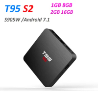 10pcs T95 S2 TV BOX Android 7.1 Smart TV Box 2GB 16GB 1GB 8GB Amlogic S905W Quad Core 2.4GHz 4K Set top box PK X96 mini Mi box
